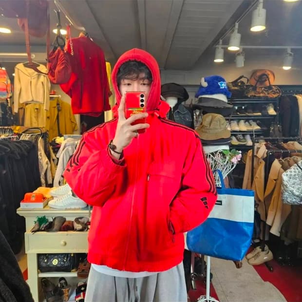 아디다스(Adidas) 올드스쿨 3선 후드 누빔 자켓