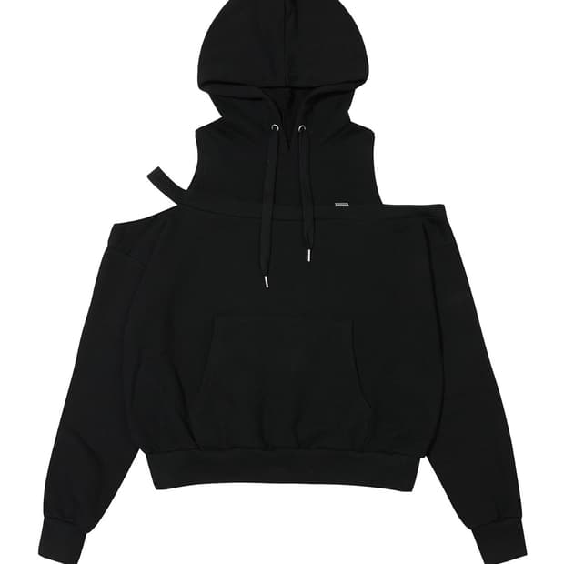 보헤미안서울 컷아웃 오프숄더 후디 블랙