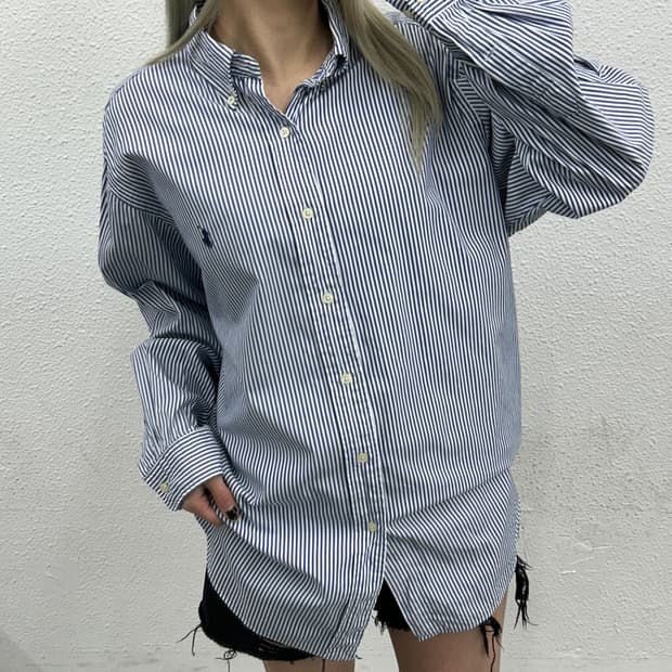 폴로 랄프로렌 네이비포니 네이비 세로 단가라 셔츠