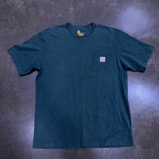 칼하트 빈티지 오리지널핏 원포켓 반팔티 다크그린 M
