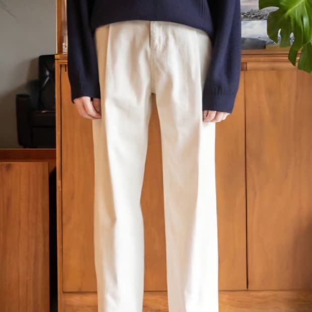 Begin 202 원턱 와이드 데님 화이트베이지 1사이즈