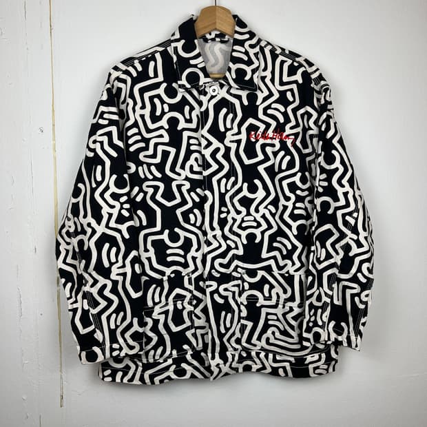 O195 H&M Keith Haring 콜라보 패턴 데님 자켓 XS