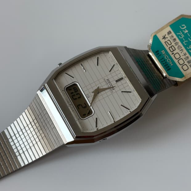 리코 1980년대 실버 스퀘어 리쿼츠 아나디지 남성 데드스탁