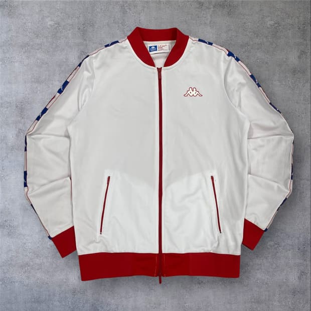 카파 화이트 레드 컬러 USA 스펠아웃 트랙탑 져지