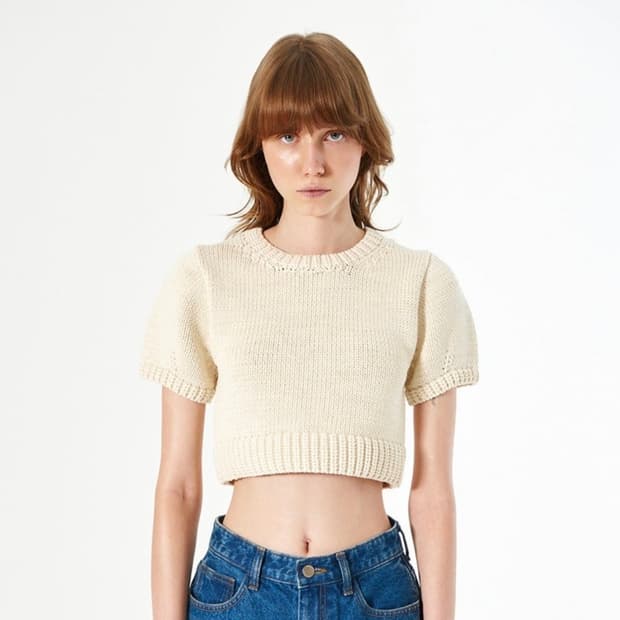 다이애그널 반팔니트 SHORT SLEEVE HAND KNITTING TO