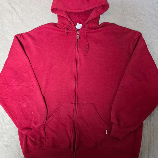 [XXL] 90s 빈티지 러셀 애슬레틱 레드 후드집업 - 라이트 페이드