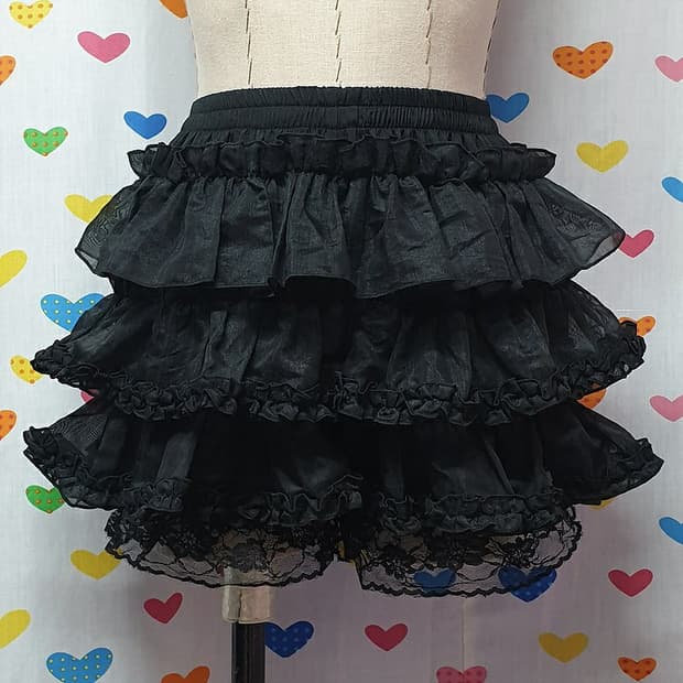러프넥 레이스자수 튜튜 파니에 샤 튤 프릴 캉캉 티어드 레이어드 치마바지