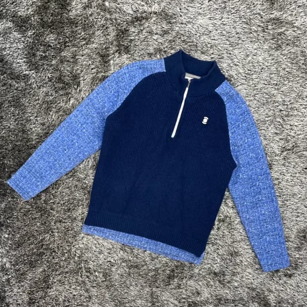 와이드앵글 남성 골프 울 100% 방풍 반집업 (100)