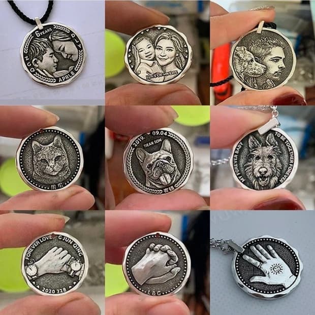 S999 순은 수공예 목걸이  사진 맞춤 펜던트