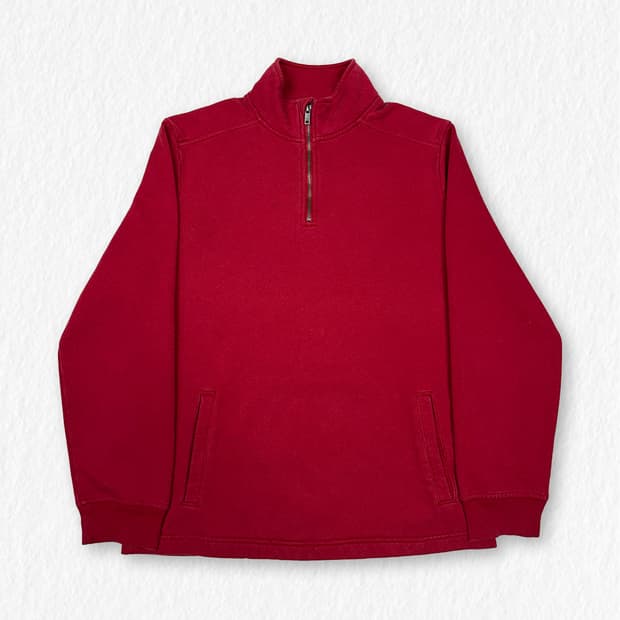 갭 반집업 기모 맨투맨 레드