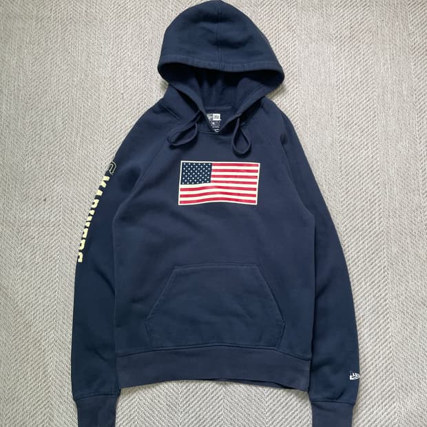 뉴에라 usa 성조기 네이비 후드티