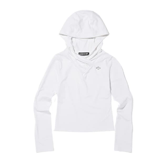 미스치프 후디드 시어링 오버랩 탑 화이트