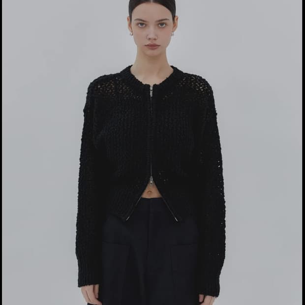 트리밍버드 네트 집업 니트