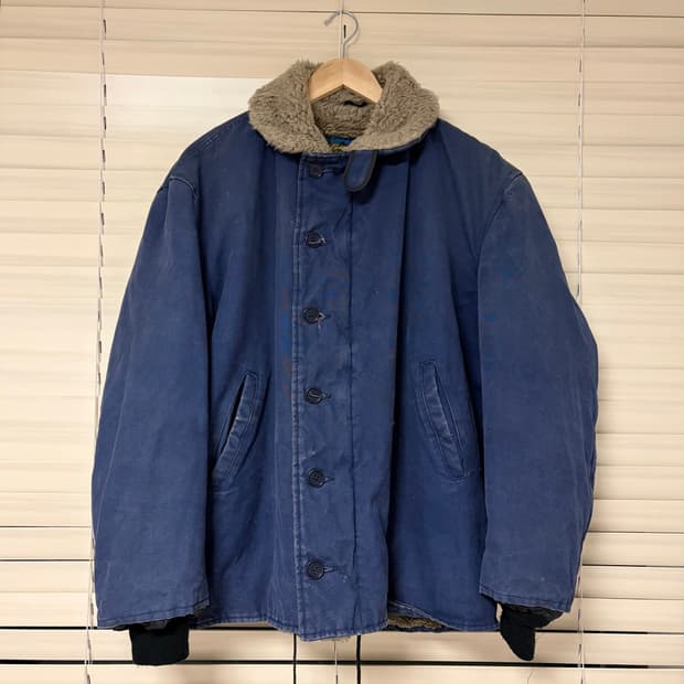 80s 빈티지 스피왁 골든 플리스 N-1 덱 자켓 굿페이드 USA L 