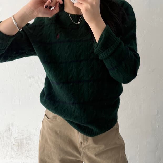 Polo 폴로 랄프로렌 단가라패턴 케이블 니트