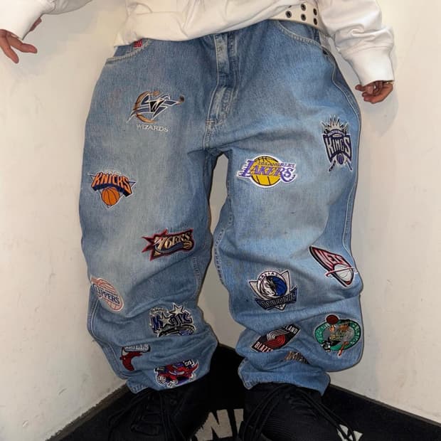 NBA Hip-Hop Embroidery Patch Denim Pant