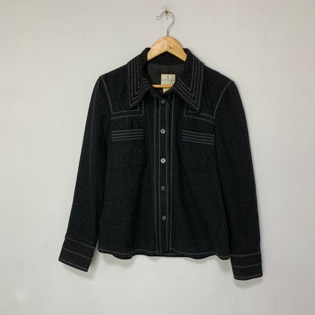 셀린느 차콜 울 셔츠 자켓 일본 빈티지 모리걸 42 사이즈