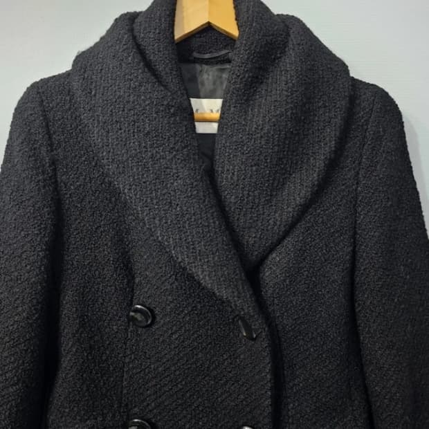 정품 막스마라 블랙 모직 더블 코트 ~66