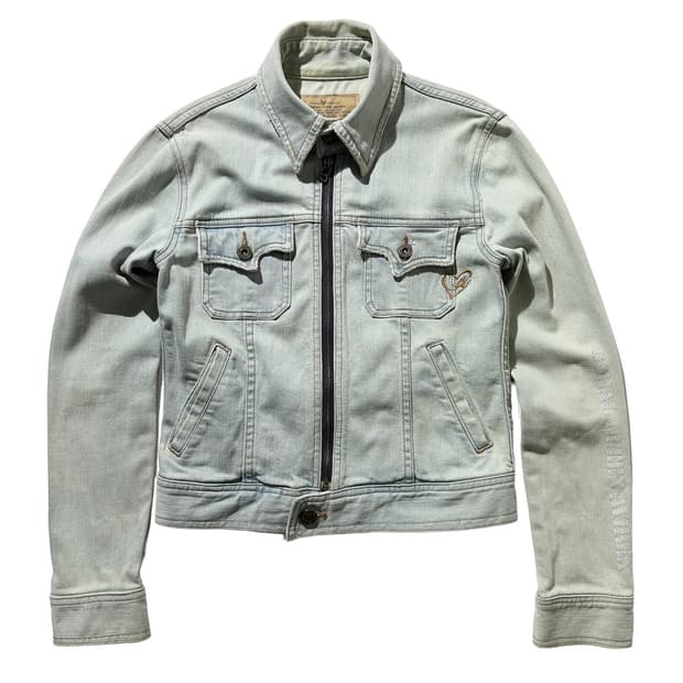 아비렉스 데님 싱글 집업 자켓