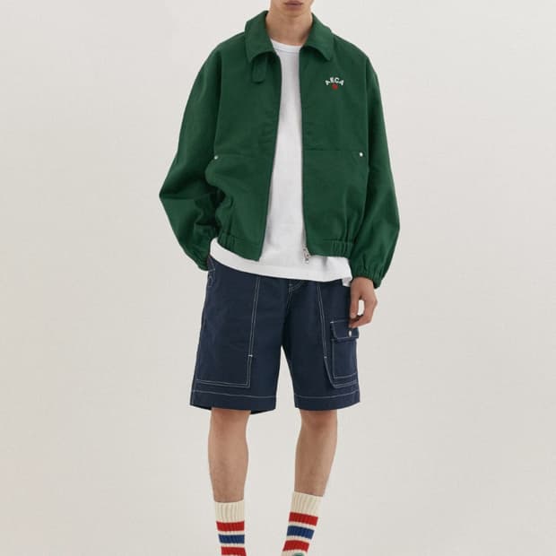 Aeca 에이카화이트 그린 블루종 자켓 L