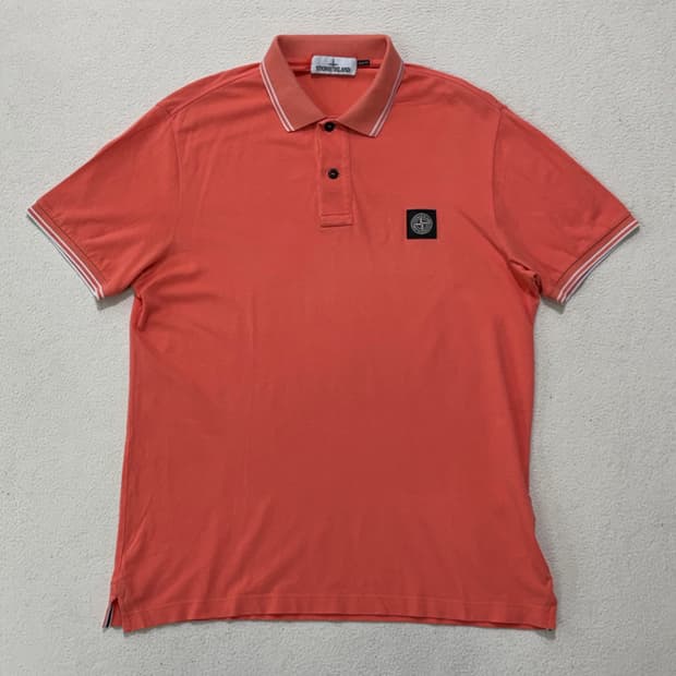 스톤아일랜드 로고 패치 카라 티셔츠 XL 코랄