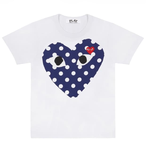 (W) 플레이 꼼데가르송 폴카 닷 빅 하트 티셔츠 화이트