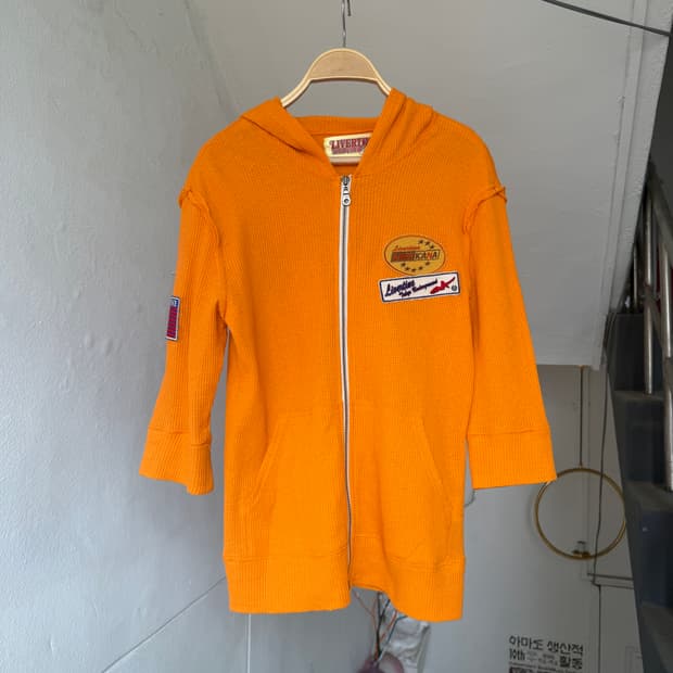 와플 7부 오렌지 2way 후드집업