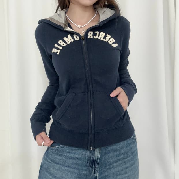 아베크롬비 딱붙 네이비 후드집업