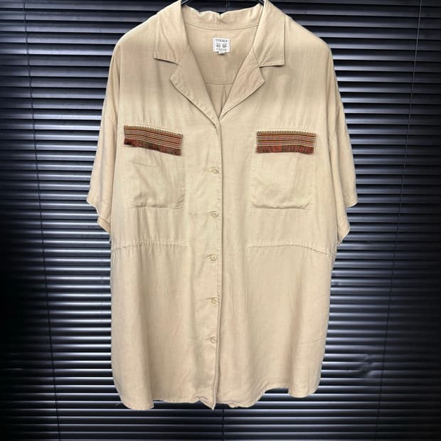 티티카카 무초 에스닉 웨스턴 오픈 카라 반팔 셔츠 3XL 4XL 큰옷 베
