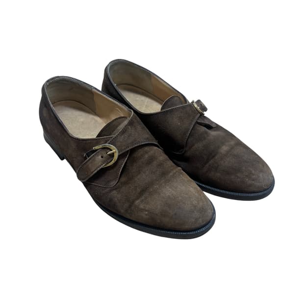 페라가모 스웨이드 더블 몽크 스트랩 슈즈 255