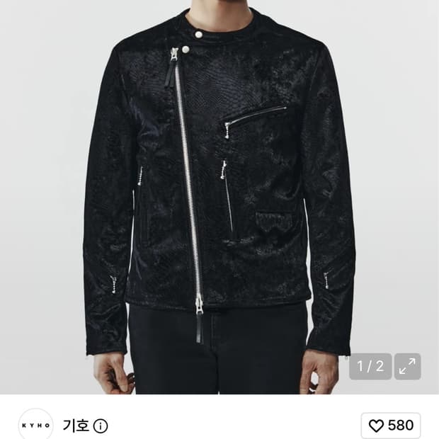 기호 파이톤 벨벳 바이커 자켓 L