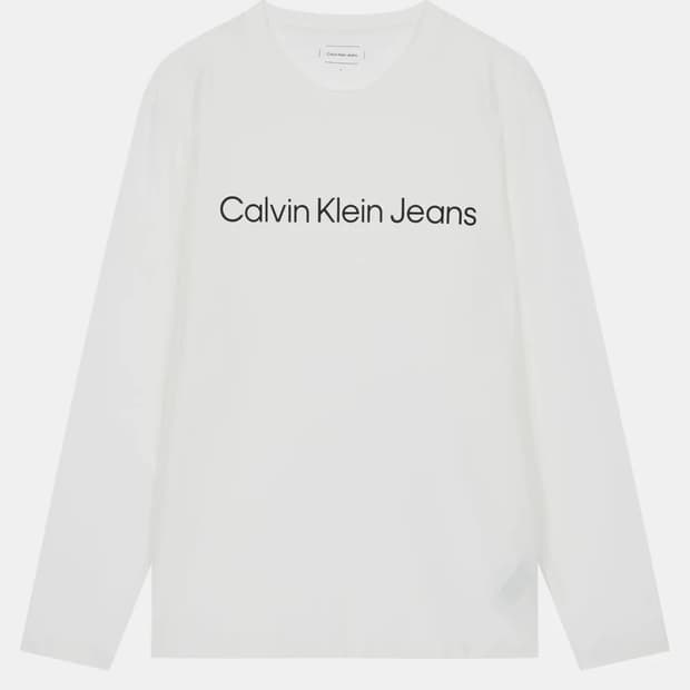 캘빈클라인 진 로고 긴팔 티셔츠 화이트