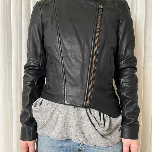 헬무트랭 비대칭 더블 지퍼 레더자켓 helmut lang leather