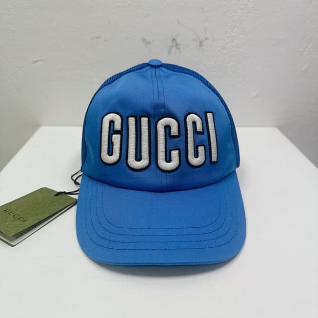 (정품/새상품) GUCCI 구찌 남녀공용 블루 로고 메쉬 볼캡