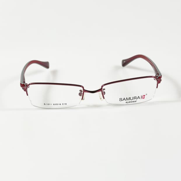 SAMURAI EYEWEAR 버건디 반무테 스퀘어 빈티지 안경