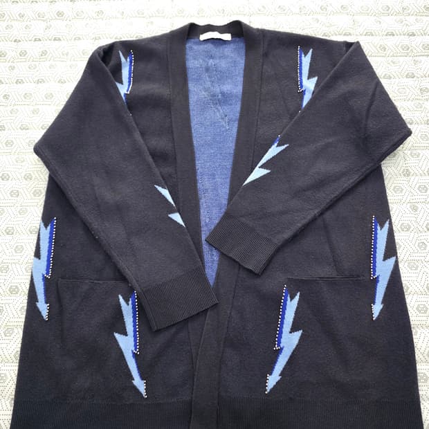 SANDRO 산드로 라이트닝 패턴 니트 가디건 Free