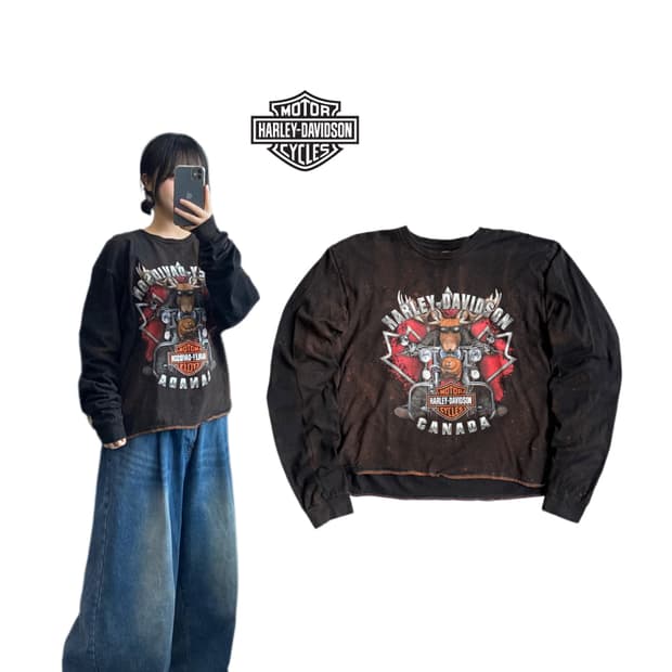 할리데이비슨 사슴 바이크 캐나다 워싱 롱슬리브