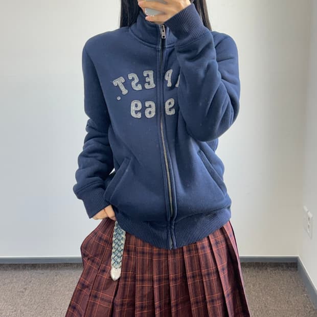 Gap 갭 기모 네이비 후드집업 