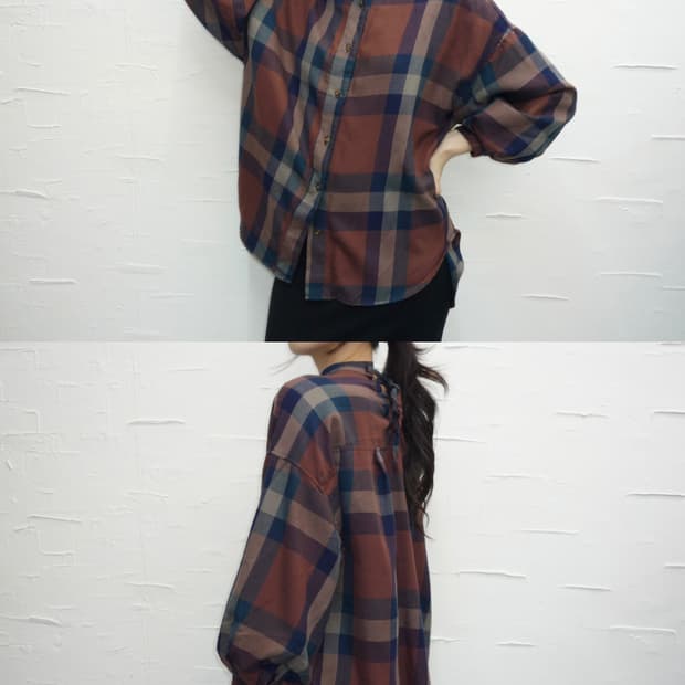 back bow check blouse