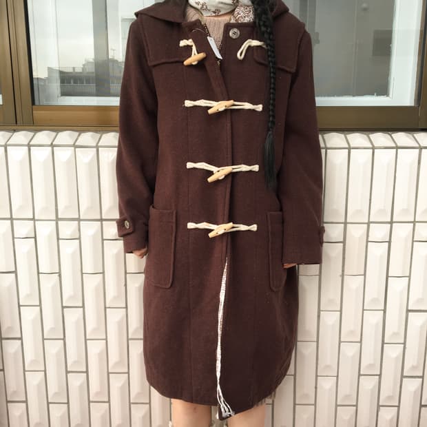Duffle button hood coat