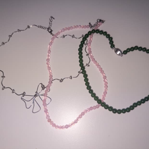 vintage 갸루 오리엔탈 비즈 목걸이 레이어드 대장템 큐빅 실버