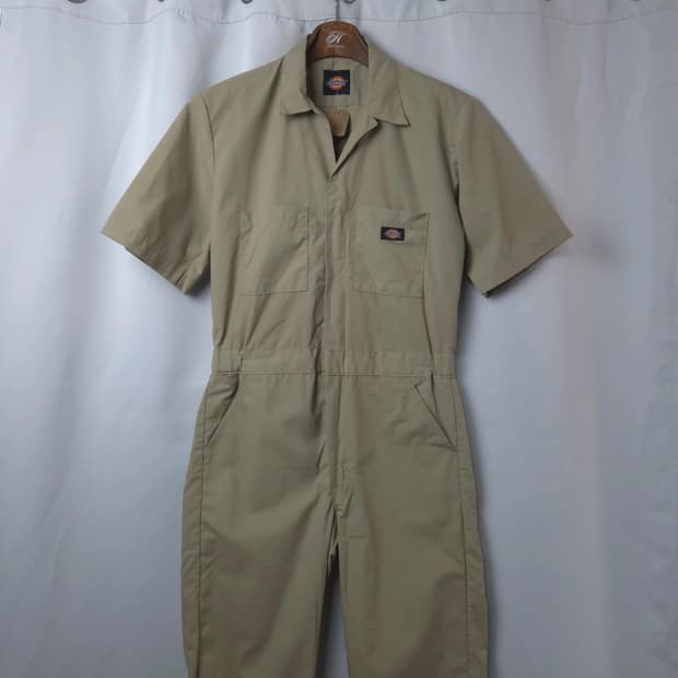 남S-M 디키즈 반팔 점프 수트 베이지