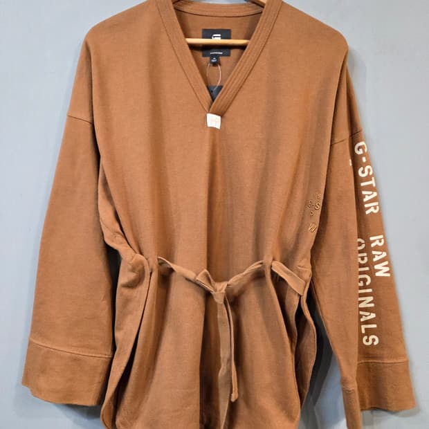 G-Star RAW 브라운 V넥 긴팔티(XS)