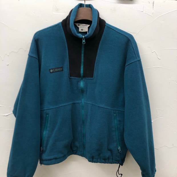 90s 컬럼비아 플리스 집업 틸그린
