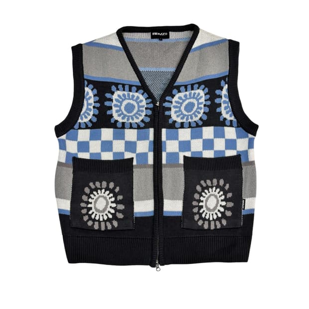 RDVZ 시크릿 패턴 니트 집업 베스트