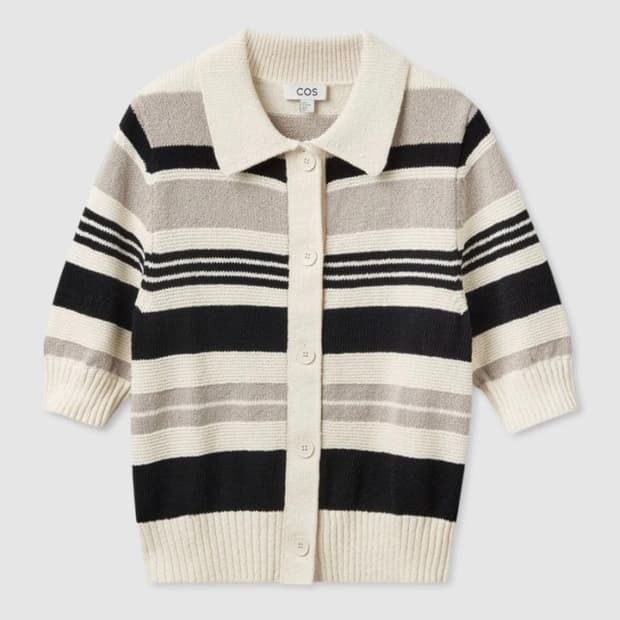 XS COS 코스 쇼트 슬리브 스트라이프 반팔 가디건