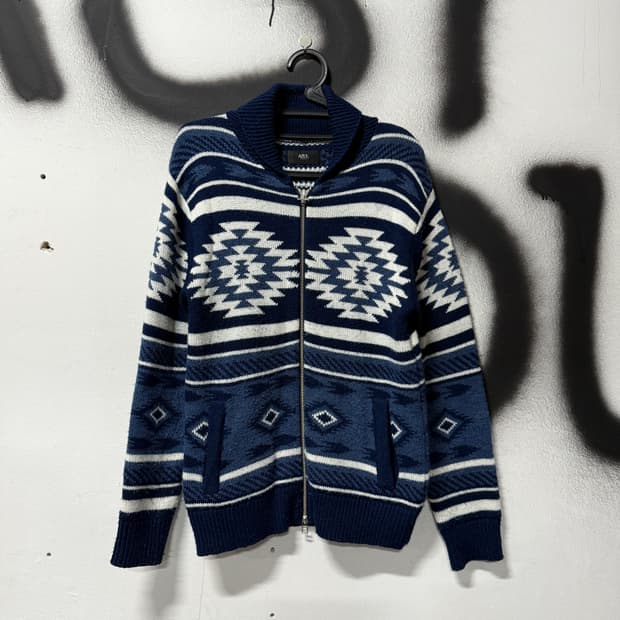 AZUL by moussy 나바호 패턴 니트 집업 가디건