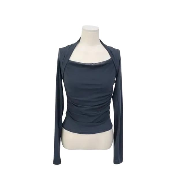 볼레로 셔링 긴팔 블라우스