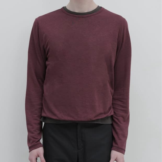 les Fin linen top 버건디