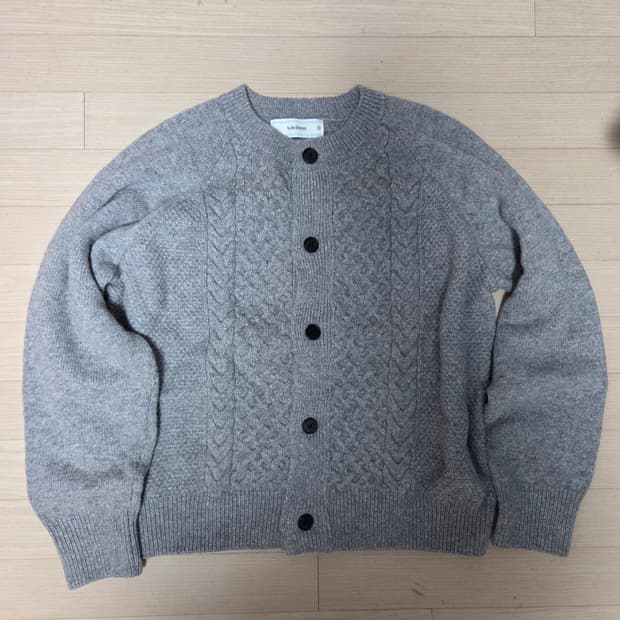 웨이비니스 더블 텍스쳐스 가디건 차콜 M